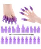 20 PCS Nail Polish Remover Clips Kit - Plastic Gel Polish Remover with Double Ended Metal Cuticle Pusher - Efficient Nail Polish Removal Tool in Purple - Buy Online on GoSupps.com