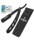 Kutting Edge Professional Straight Edge Razor | Matte Black Stainless Steel Barber Razor with 10 Derby Blades - International Shipping - Buy Online on GoSupps.com