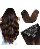 Vlasy Clip in Hair Extensions - Seamless 12 Inch Human Hair Extensions for Women - Natural Thick Weft - T2/6+2# Color - 7 Pieces (60g) - Buy Online on GoSupps.com