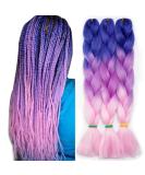 Shop Tess Braids Extensions - 60 cm Jumbo Kanekalon Ombre Hair Braids (3 Pack: Blue/Purple/Pink) for Stunning Box Braids International Shipping Available - Buy Online on GoSupps.com