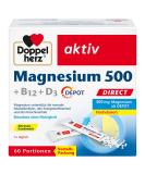 Double heart Magnesium 500 + B12 + D3 Direct with Depot function-Magnesium as a contribution to the normal function of the muscles and the nervous system-60 portions micro pellets with lemon taste 1.6 g (60 Pack) - Buy Online on GoSupps.com