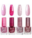 Nail Polish Set - Glitter Nail Varnish Set - Quick Dry Flash Shinny Pink Series Nail Polish - Healthy Breathable Nail Varnish Gift Set - No Need Cure Nail Paint for DIY Nail Art 4pcs 3 - Buy Online on GoSupps.com