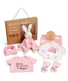 Lictin Pink Baby Gift Set - Newborn Essentials for Girls | Romper Bib Socks Headscarf & Cuddly Rabbit | Perfect Birth Gifts - Buy Online on GoSupps.com