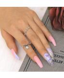 Sethexy Long Ballerina Matt False Nail Tips - Pink Gradient Sparkle Butterfly Coffin Fingernails | 24pcs Acrylic Art for Women & Girls - International Shipping Available - Buy Online on GoSupps.com