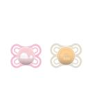 MAM Perfect Schnuller Set - Healthy Dental Development Pacifiers for Babies 0-6 Months in Pink & Beige - Includes Pacifier Box - Buy Online on GoSupps.com