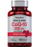 Piping Rock CoQ10 200 mg - 100 Vegetarian Capsules | Non-GMO & Gluten Free Mega Q Sorb Supplement - Buy Online on GoSupps.com