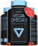 Vegan Omega 3 Capsules - High Strength DHA from Algae Oil with Flaxseed Oil Astaxanthin Vitamin E - Algae Omega 3 Vegan - 60 Easy Swallow Softgel Tablets - Sustainable Vegetarian DHA Supplements - Buy Online on GoSupps.com