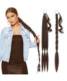 MY-LADY 34 Chocolate Brown Braided Ponytail Extension | Yaki Straight Synthetic Hairpiece - Buy Online on GoSupps.com
