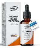 Vitamin D3 K2 Drops 1000 IE - High Dose 50ml | Laboratory Tested High Bioavailability | Wehle Sports  - Buy Online on GoSupps.com
