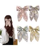 SALOCY Chiffon Hair Bows for Women Girls 4 PCS Barrette Hair Clip Long Black Ribbon Bows French Style Hair Accessories for Summer (Pink Yellow Blue Purple) - Buy Online on GoSupps.com