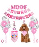 Dog Birthday Party Supplies Dog Birthday Bandana Hat Set Bandana Happy Birthday Banner Triangle Scarf 12 Inch Paw Print Balloon Cute Bowtie for Pet Boy/Girl Party Accessories (pink) - Buy Online on GoSupps.com