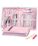 SONGQEE 29pcs Manicure Pedicure Set for Women/Men - Professional Stainless Steel Nail Clipper Kit in Pink Leather Case - Fashion Grooming Tools for Girls - Buy Online on GoSupps.com