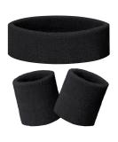 Becellen 3 Piece Sweatband Set - Sports Headband & Bracelet for Basketball - Unisex Exercise Gear - Black - Buy Online on GoSupps.com