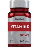 Piping Rock Vitamin K Supplement - 100 mcg | 240 Tablets | Non-GMO Gluten Free | Buy Internationally - Buy Online on GoSupps.com