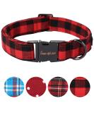 Unique Style Paws Adjustable Dog Collar - Soft & Comfortable Red Plaid Neck Band for Small & Medium Dogs | Perfect Pet Gift - Buy Online on GoSupps.com