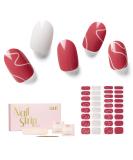 NAILOG Semi Cured Gel Nail Strips 34 pcs Salon-Quality Gel Nail Stickers Long Lasting Nail Wraps for Women with Soft Gel Finish Vintage Print & Silver Glitter (Red Dune) - Buy Online on GoSupps.com