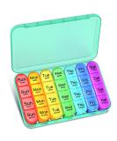 Betife Weekly Pill Box Organizer - 7 Day 4 Compartment Daily Dispenser for Medication, Vitamins and Supplements (Cyan) - Buy Online on GoSupps.com