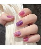Semi Cured Gel Nail Polish Strips 20Pcs Glitter Gel Nail Stickers Long Lasting Purple Fireworks Design Semi Cured Gel Nail Wraps Work with Any Nail Lamps Easy to Apply & Remove Purple Glow & Fireworks - Buy Online on GoSupps.com