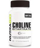 NutraBio Choline Bitartrate 550mg - 90 Veg Capsules | Cognitive Health & Mental Acuity Support - Buy Online on GoSupps.com
