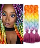 Shop Tess Braids Extensions - 60 cm Jumbo Kanekalon Ombre Hair Braids (3 Pack) in Blue/Red/Orange - Ideal for Box Braids - 100g Per Bundle - Buy Online on GoSupps.com