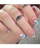 Buy Hkanlre Square Press on Nails - Short Pink Crystal False Nails with Heart Tips | 24PCS Full Cover Fake Nails for Women & Girls - International Shipping Available - Buy Online on GoSupps.com