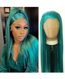 Emerald Green Synthetic Lace Front Wig - Long Straight Teal Wig for Black Women - Buy Online on GoSupps.com