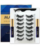 Alcastar False Eyelashes - 7 Pairs Magnetic Lashes Set with Eyeliner & Tweezers | Faux Mink Natural Look Reusable & Cruelty-Free - Buy Online on GoSupps.com