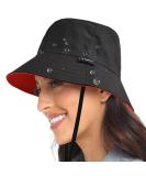 Reversible Waterproof Bucket Rain Hat | Water Repellent | Removable Chin Strap | Small-Medium Black/Red | Women's/Ladies Summer Hat - Buy Online on GoSupps.com