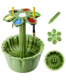 Paint Brush Cleaner Rinse Cup Basin - All-in-One Brush Cleaning Washer Tank with Organizer, Palette, and Holder - Ideal for Artists, Kids, Acrylic, Watercolor, Oil Painting - Cute Flower Pot Design in Green - Buy Online on GoSupps.com