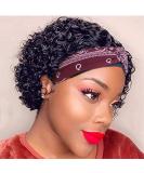 VRZ Short Curly Headband Wig | Human Hair Pixie Cut Bob Half Wig 1B-6inch | 150% Density Natural Black | Glueless Wigs for Black Women - Buy Online on GoSupps.com