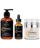 Radha Beauty Vitamin C Facial Care Kit - Anti-Aging 3-in-1 Set for Wrinkles & Dark Spots - Cleanser, Serum, Moisturizer - Day & Night Skincare Set - Buy Online on GoSupps.com