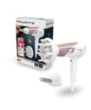Rowenta CV5830 Studio Dry Hair Dryer - 2100W 3 Temp/2 Speed Levels Ions Cold Air Button Diffuser | White/Rose Gold - International Shipping Available - Buy Online on GoSupps.com