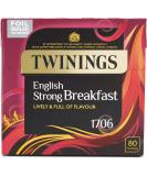 Twinings English Strong Breakfast 80 Tea Bags 250g 80 Count (Pack of 1) - Buy Online on GoSupps.com