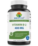 Brieofood Vitamin B2 400mg - 120 Veggie Capsules | Gluten Free & Non-GMO - Buy Online on GoSupps.com