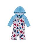 BONVERANO Baby Boys Swimsuit 12-18 Months Blue Star | UPF 50+ Full-Zip Hoodie Toddler Bathing Suit - Buy Online on GoSupps.com