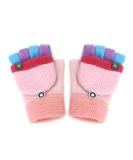 Kids Puppy Flip Top Half Finger Gloves | Toddler Knitted Gloves 3-8 Yrs | Contrast Color/Pink - Buy Online on GoSupps.com