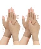Arthritis Compression Gloves for Men & Women - Relief for Rheumatoid, Osteoarthritis, Carpal Tunnel Pain - 2 Pairs Light Brown - Buy Online on GoSupps.com