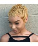 Fereowth Ombre Brown Pixie Cut Human Hair Wig for Women | Short Straight Boy Cut Ladies Wig in Natural Black 27# Color - Buy Online on GoSupps.com