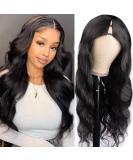 Xagujpo V Part Body Wave Human Hair Wig - Brazilian Virgin Hair for Black Women - Glueless U Part Half Wig with No Leave Out - 150% Density Natural Color - Buy Online on GoSupps.com
