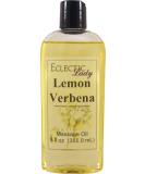 Lemon Verbena Massage Oil 8 oz - Sweet Almond & Jojoba Oil Preservative Free Ideal for Aromatherapy & Relaxation - International Shipping Available - Buy Online on GoSupps.com