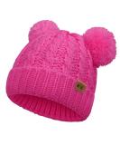 Baby Girls Double Pom Pom Bobble Hat - Toddler Winter Beanie | Kids Knitted Beanie Cap in Red | Boys Girls 1-6Y - Buy Online on GoSupps.com