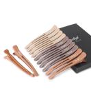 Sndyi Hair Clips - 12 Non-Slip Hairdressing Clips for Thick & Thin Hair Silicone Tape Compartment Clamps Stylish Apricot & Orange Colors - Buy Online on GoSupps.com