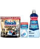 Bundle of Finish Ultimate Plus Infinity Shine Dishwasher 73 Tablets Bundle 1 Dishwasher Freshener 4ml 1 x Rinse Aid 400ml - Buy Online on GoSupps.com