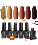 Beetles Pumpkin Spice Gel Nail Polish Set - Fall Winter Gel Nail Kit for Halloween Nail Art - Yellow, Red Orange Glitter Colors - Soak Off, Cured with Nail Lamp - Gift for Women - Buy Online on GoSupps.com