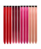 12 Pcs Colored Hair Extensions Colorful Clip in Hair Extensions 22 inch Synthetic Straight Hair Extensions for Kids Girls Women Red series - Buy Online on GoSupps.com