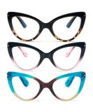 Shop DXYXYO 3 Pack Cat Eye Reading Glasses for Women - Stylish Blue Light Blocking Thick Frames | Black Pink Blue Leopard Designs | 1.0x Magnification - Buy Online on GoSupps.com