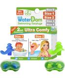WaterDam Swimming Ear Plugs - Waterproof & Comfortable Earplugs for Swimmer's Ear Prevention (Size 1+2 for Toddlers & Small/Medium for Women, Kids, Teens) - Blue/Green - Buy Online on GoSupps.com