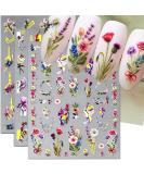 Dornail 5D Embossed Bronzing Nail Stickers - Spring Floral Decals for Women Manicure - Colorful Flower & Bird Nail Art Accessories - Buy Online on GoSupps.com