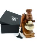 3-Part Wood Shaving Set for Men | Silver Tip Brush & Compatible Razor | Premium Wood Wet Shaving Gift Set - Buy Online on GoSupps.com
