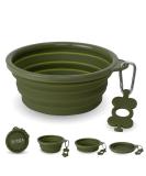 Bonza Extra Large Collapsible Dog Bowl - 1500ml Portable Travel Accessory Sturdy Rim Carabiner Included - Ideal for Camping & Outdoor Adventures - Moss Green X-Large - Buy Online on GoSupps.com